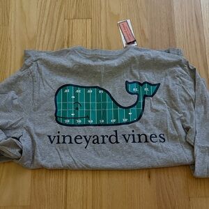 Vineyard Vines Gray Tee with Green Whale Design